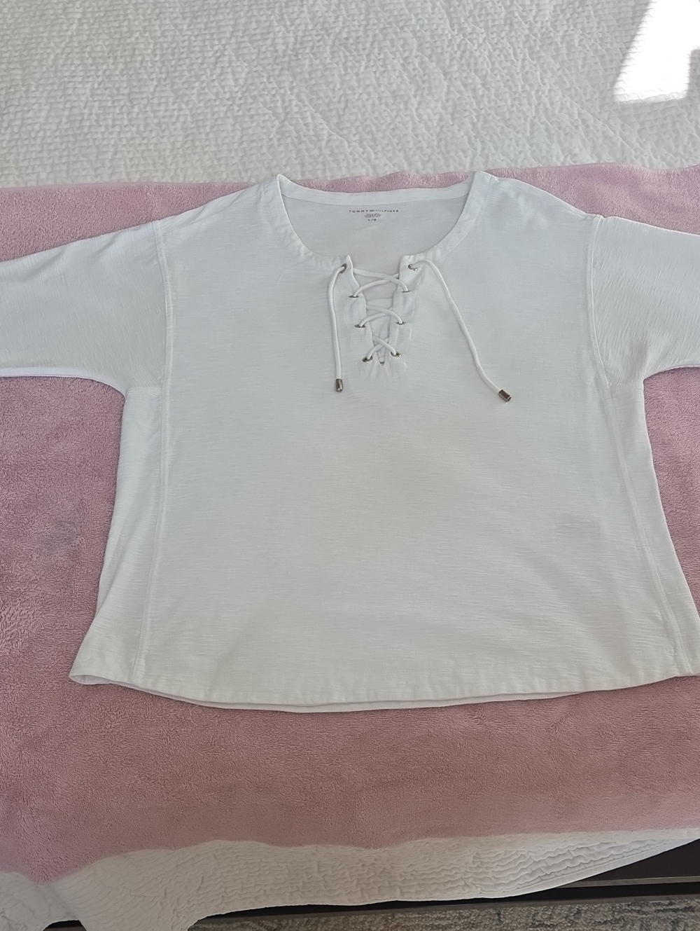 Tommy Hilfiger White Lace-Up Top